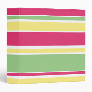 Pink, green and yellow stripes binder