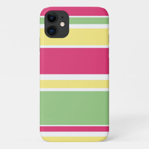 Pink, green and yellow stripes iPhone 11 case