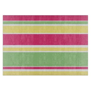 Pink, green and yellow stripes cutting board