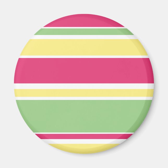 Pink, green and yellow stripes magnet (Front)