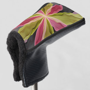 Pink Green Anthracite Fantasy Flower Fractal Art Golf Head Cover