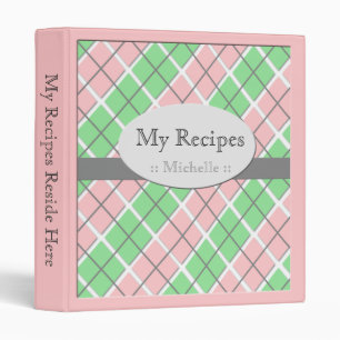 Pink & Green Argyle Recipe Binder