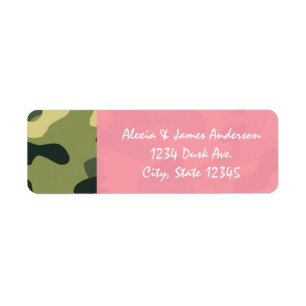 Pink & Green Army Camouflage Camo Address Labels
