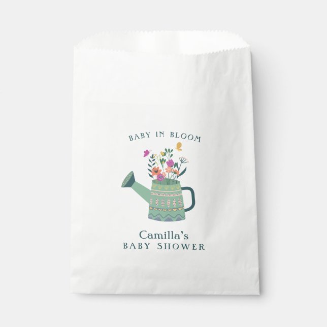 Pink Green Baby in Bloom Baby Shower Favour Bag (Front)