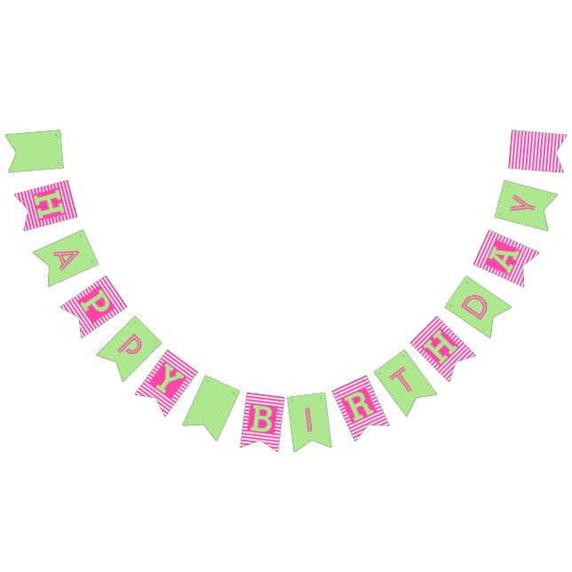 Pink, Green Birthday Bunting Flags (All)