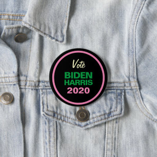 Pink Green Black BIDEN HARRIS 2020 Retro Round 3 Inch Round Button