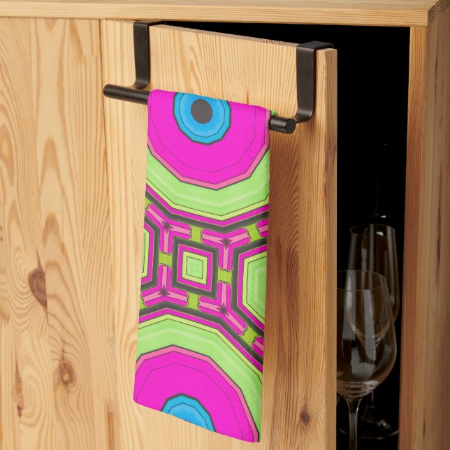 Pink Green Blue Abstract Kitchen Towel (Thirds Fold)