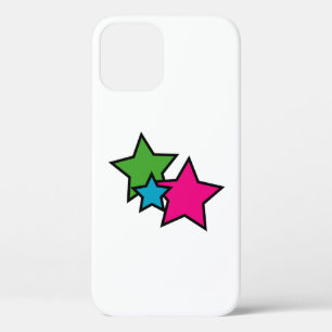 Pink Green Blue Black Stars iPhone 12 Case