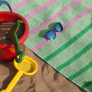 Pink Green Blue Custom Initial Beach Towel