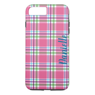 Pink, Green, Blue, Purple Plaid Pattern Name Case-Mate iPhone Case