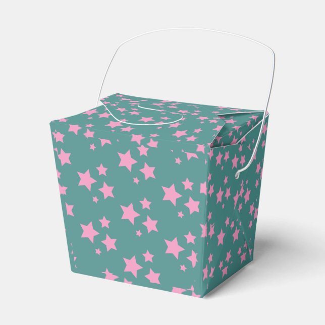 Pink Green Blue Teal Stars Modern design Favor Box (Front Side)