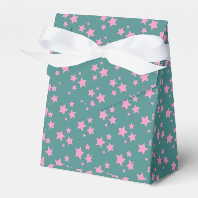 Pink Green Blue Teal Stars Modern design Favor Box (Front Side)