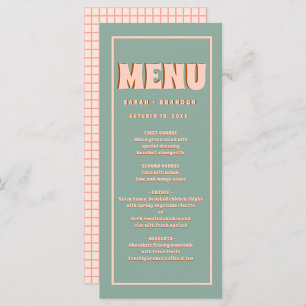 Pink Green Bold Super Typographie Mariage Menu