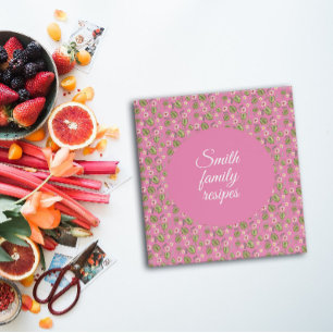 Pink  green botanical pattern recipe organizer binder