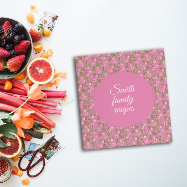 Pink  green botanical pattern recipe organizer binder (Creator Uploaded)