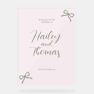 Pink & Green Bow Wedding Sign