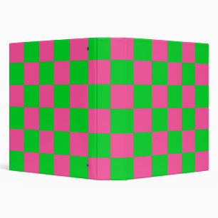 Pink Green Chequered Check Pattern Binder