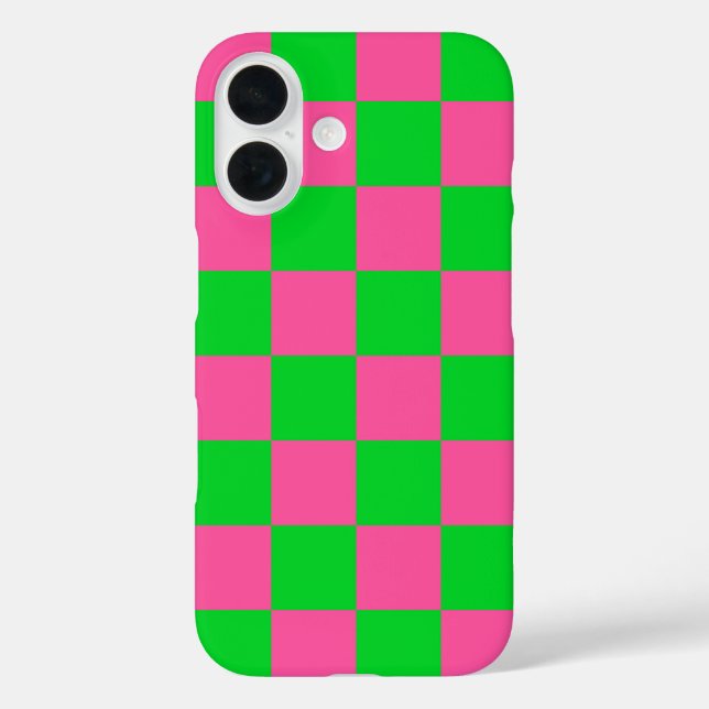 Pink Green Chequered Check Pattern Case-Mate iPhone Case (Back)