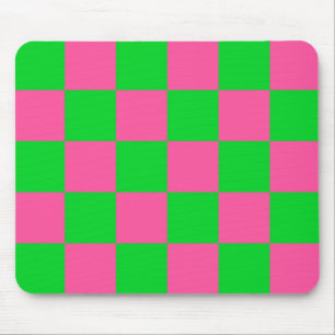 Pink Green Chequered Check Pattern Mouse Pad