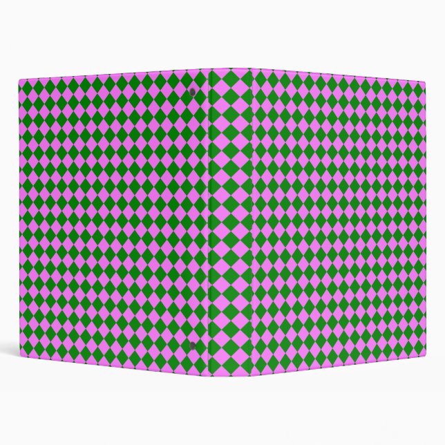 Pink Green Chequered Diamond Pattern Binder (Background)