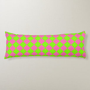 Pink Green Chequered Diamond Pattern Body Pillow