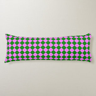 Pink Green Chequered Diamond Pattern Body Pillow