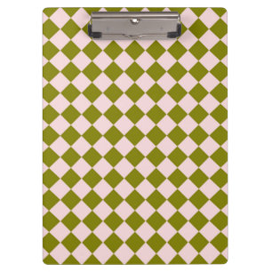 Pink Green Chequered Diamond Pattern Clipboard