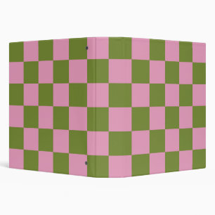Pink Green Chequered Gingham Pattern Binder