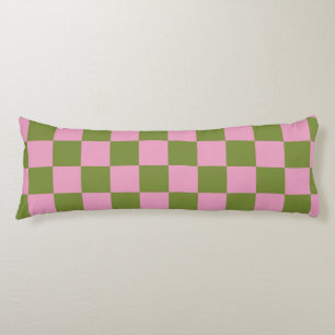 Pink Green Chequered Gingham Pattern Body Pillow