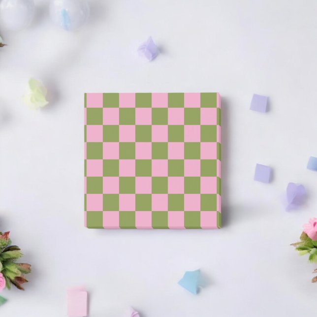 Pink Green Chequered Gingham Pattern Post-it Notes (Creator Uploaded)