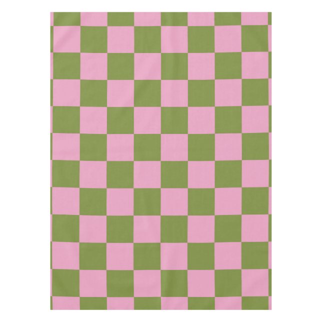 Pink Green Chequered Gingham Pattern Tablecloth (Front)