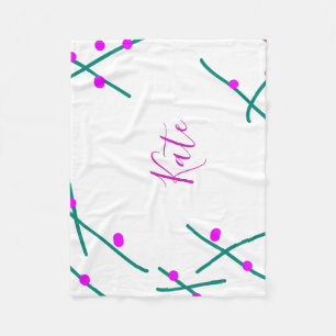 Pink green cherry tree name boho retro rustic bold fleece blanket