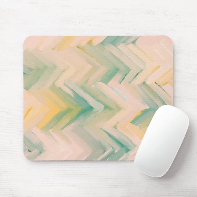 Pink green chevron. Modern abstract geometric line Mouse Pad (With Mouse)