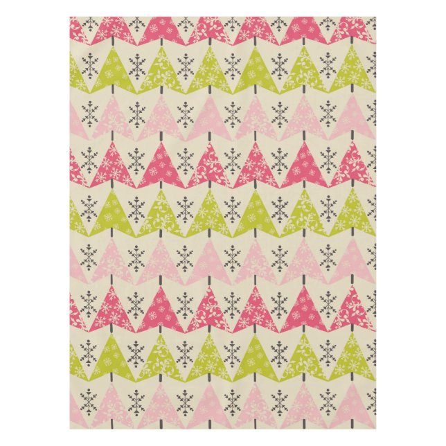 Pink & green Christmas trees. Tablecloth (Front)