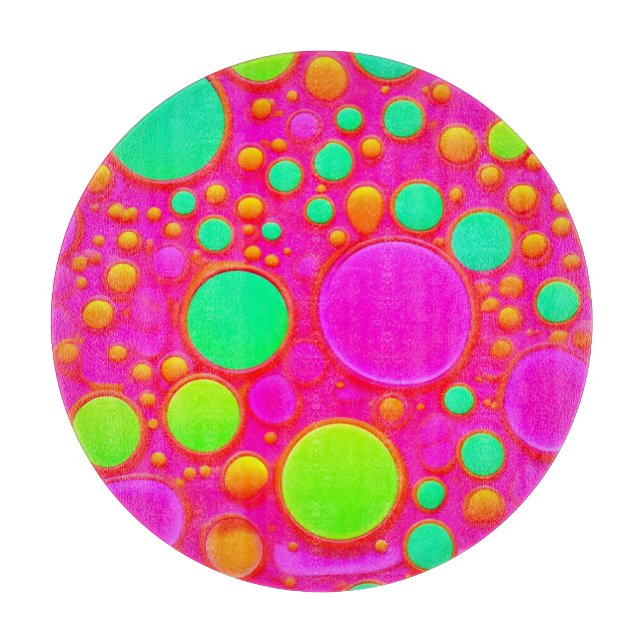 Pink & Green Circles Cutting Board (Front)