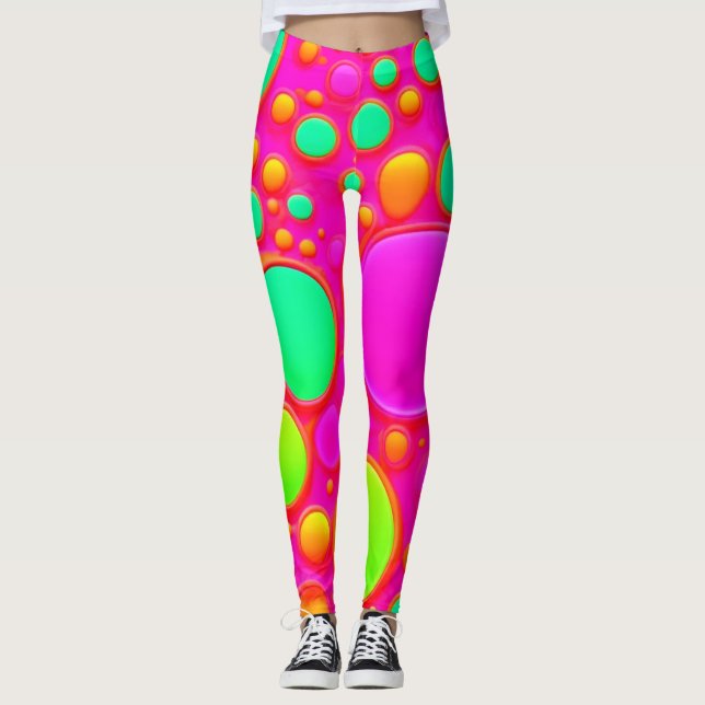 Pink & Green Circles Leggings (Front)