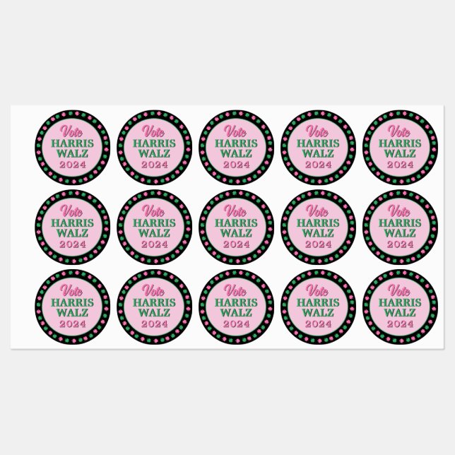 Pink Green Clover 2024 Vote Harris Walz  (Sheet)