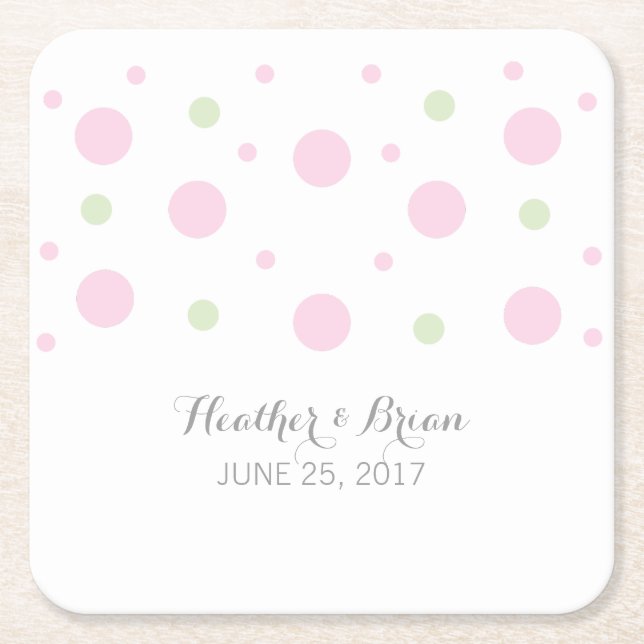 Pink Green Confetti Paper Coasters (Front)
