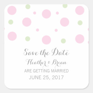 Pink Green Confetti Save the Date Stickers
