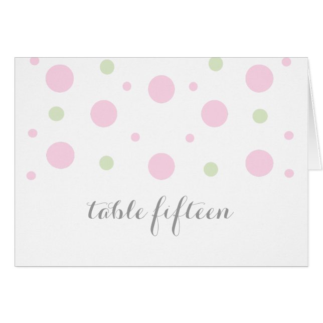 Pink Green Confetti Table Number Card (Front Horizontal)
