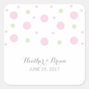 Pink Green Confetti Wedding Stickers
