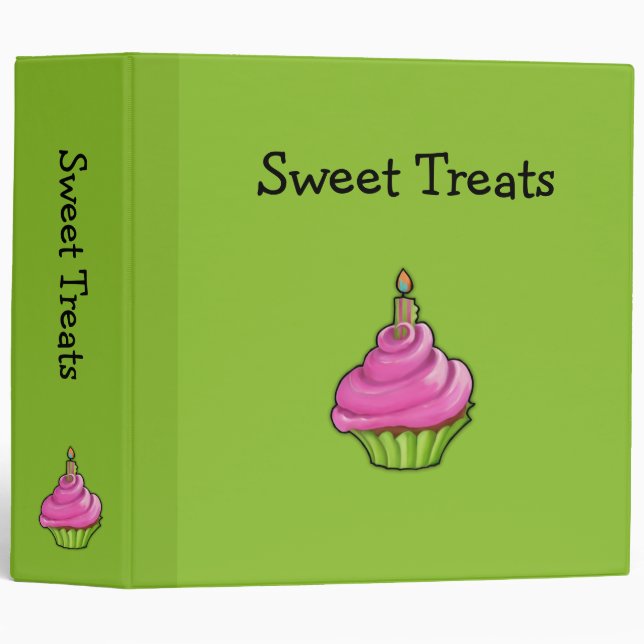 Pink & Green Cupcake green Binder (Front/Spine)