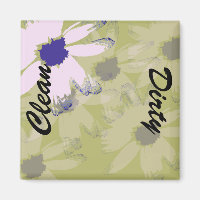 Pink Green Daisy Clean Dirty Dishwasher