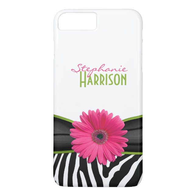 Pink Green Daisy Zebra Personalized iPhone 6 case (Back)