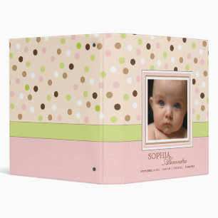 Pink + Green Dot Baby Girl Photo Album Binder