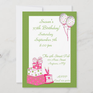 Pink Green Dotted Party Invitation