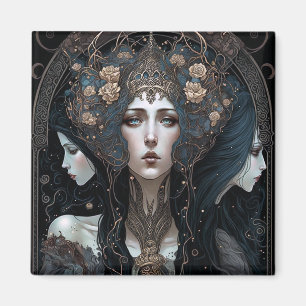 Pink Green Elf Fairy Woman Fantasy Art Magnet