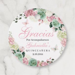 Pink & Green Enchanted Garden Circle Favour Tags