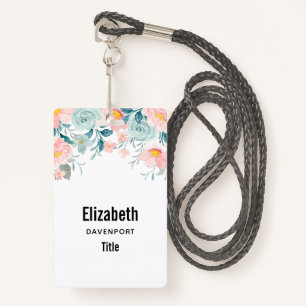Pink & Green Floral Border Badge