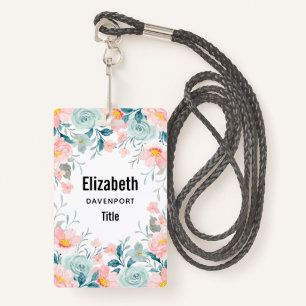 Pink & Green Floral Border  Badge